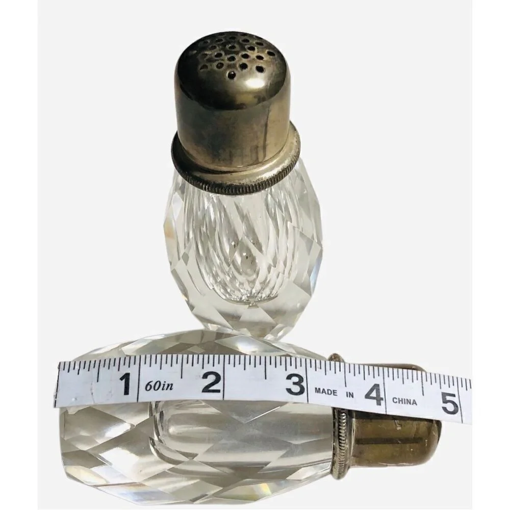 Vintage Post House Hand-Cut Lead Crystal Pepper Mill & Salt Shaker Set Japan 6‎